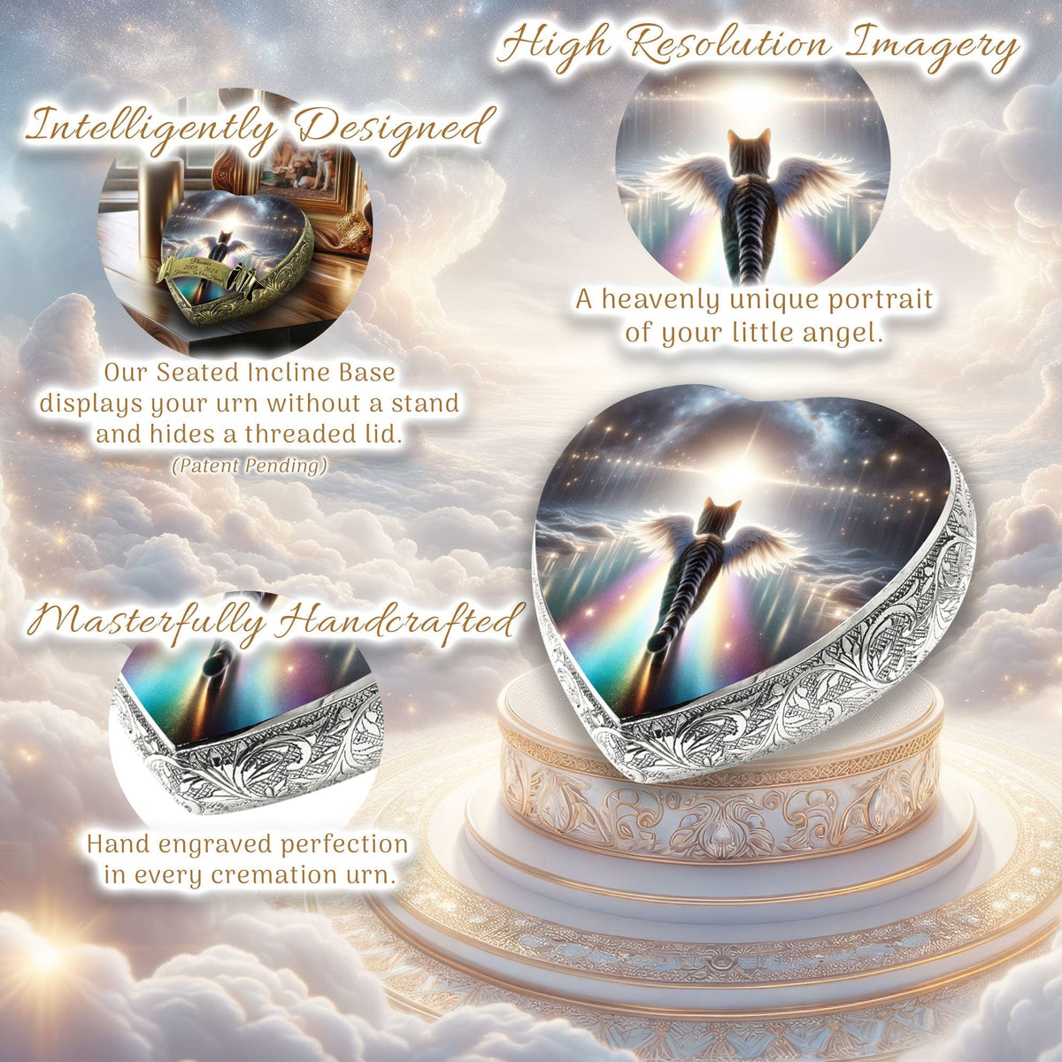 Eternal Elegance Cat Urns XXS Rainbow Crossing Striped Cat Urn