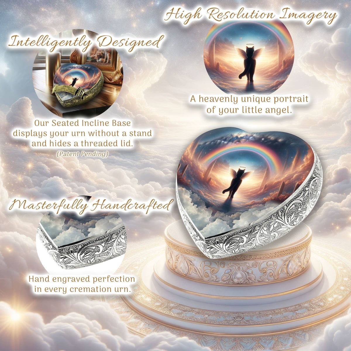 Eternal Elegance Cat Urns XXS Rainbow Journey Dark Cat Urn