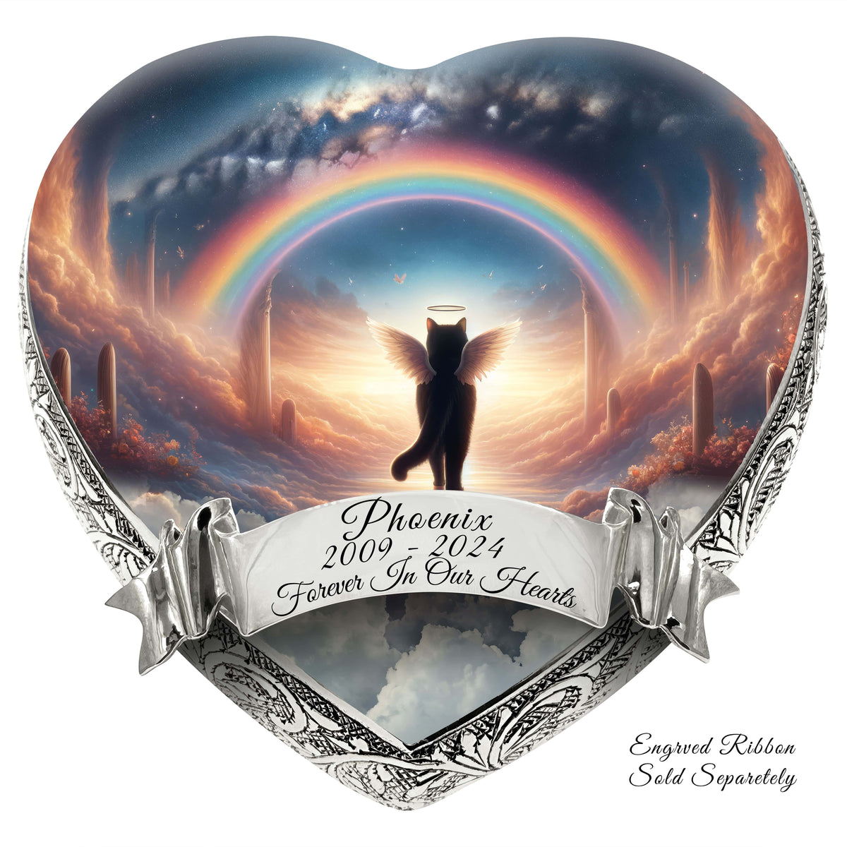 Eternal Elegance Cat Urns XXS Rainbow Journey Dark Cat Urn