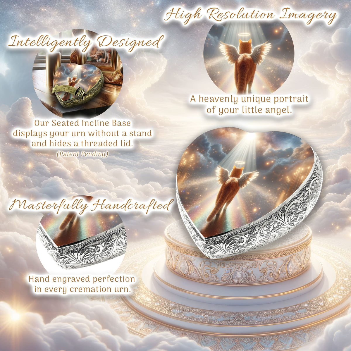 Eternal Elegance Cat Urns XXS Stellar Silk Orange Cat Urn