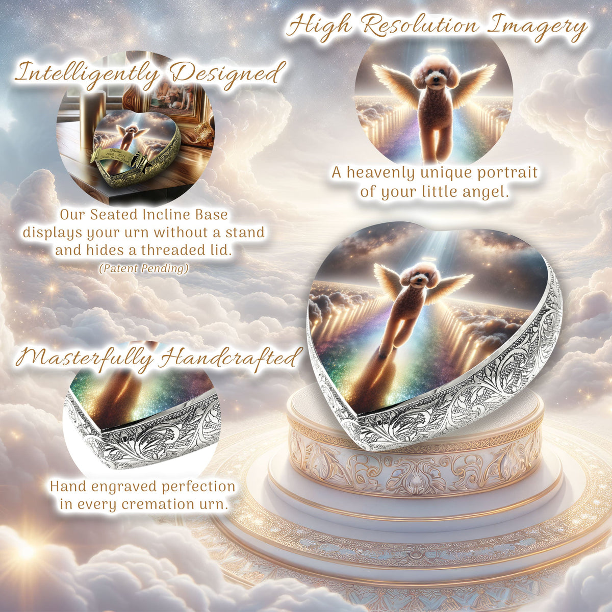 Eternal Elegance Dog Urns Apricot Mini Poodle - Rainbow Bridge Dog Urn