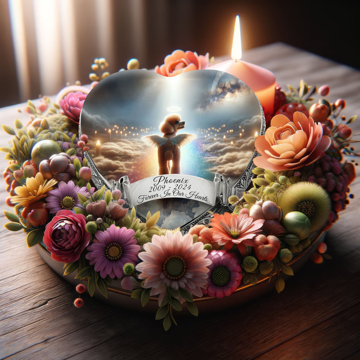 Eternal Elegance Dog Urns Apricot Mini Poodle - Rainbow Crossing Dog Urn