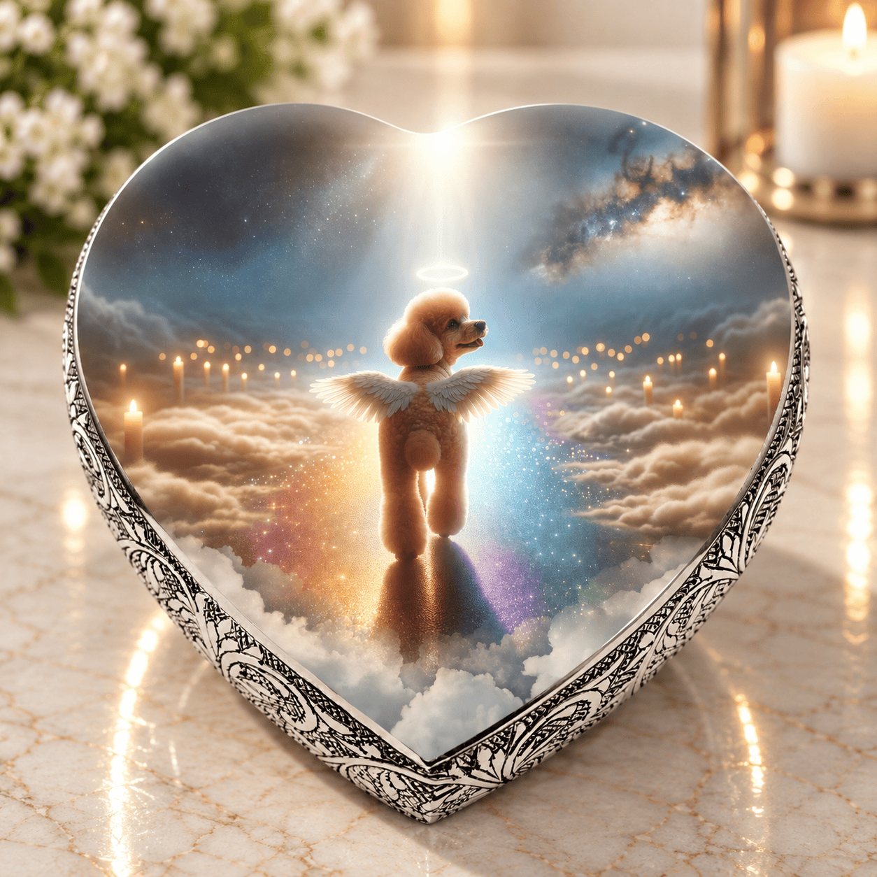 Eternal Elegance Dog Urns Apricot Mini Poodle Urn - Dog Urn - Rainbow Crossing Urn for Dog Ashes