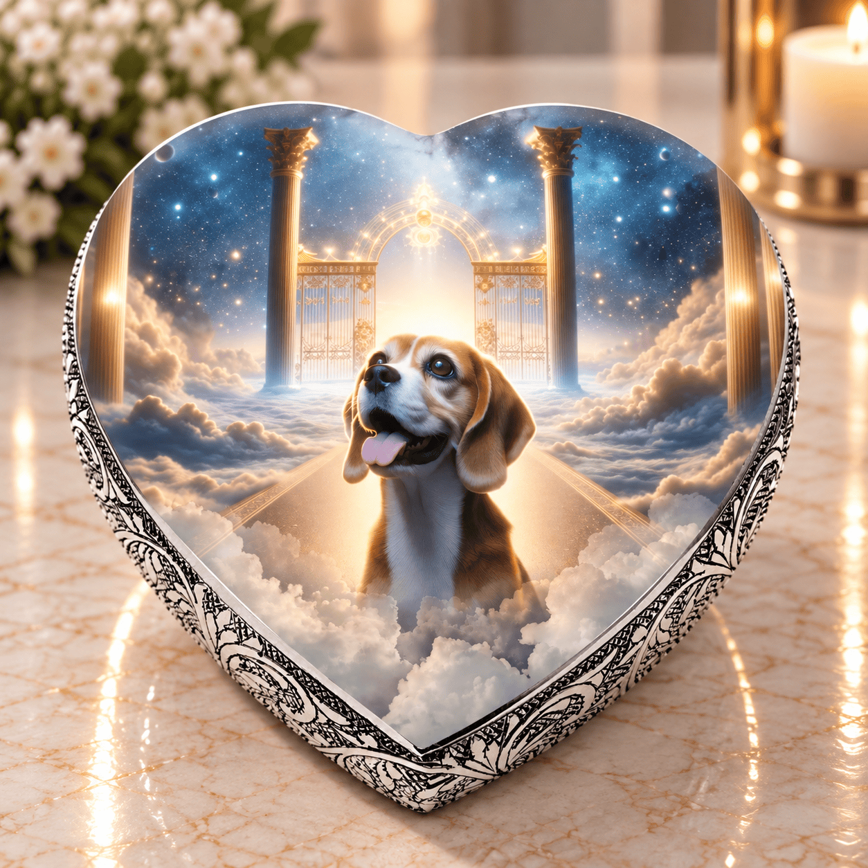 Eternal Elegance Dog Urns Beagle Urn - Dog Urn - Heavenly Canvas Urn for Dog Ashes