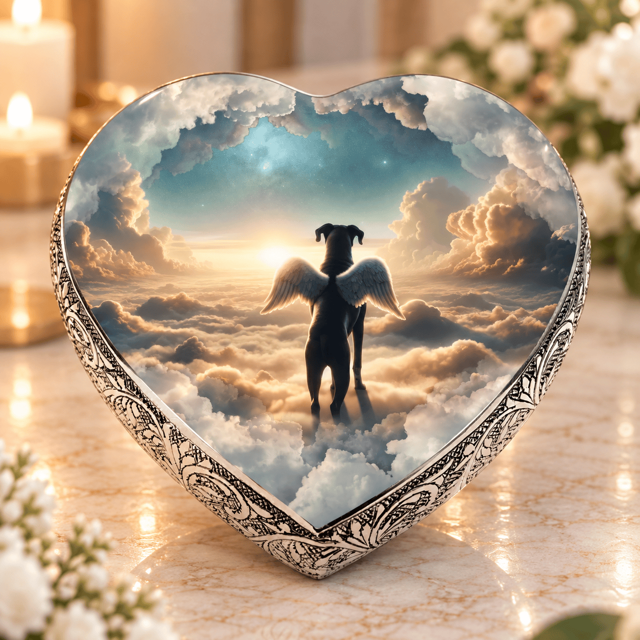 Eternal Elegance Dog Urns Boxer Dog Urn - Heavenly Panorama Urn for Dog Ashes