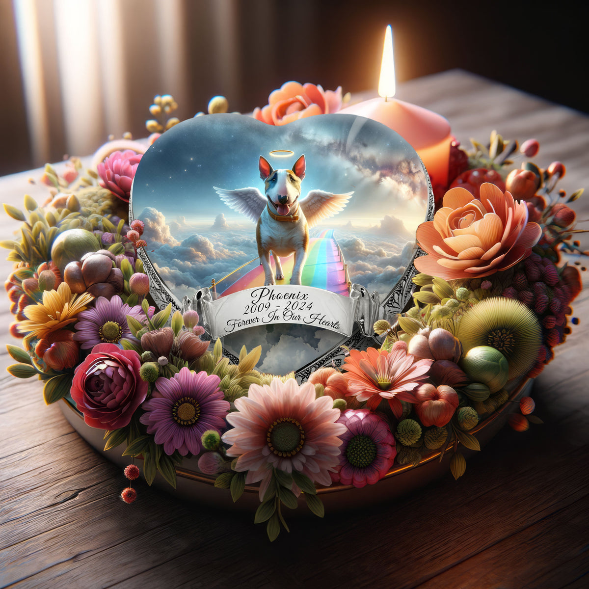 Eternal Elegance Dog Urns Bull Terrier - Rainbow Crossing Dog Urn