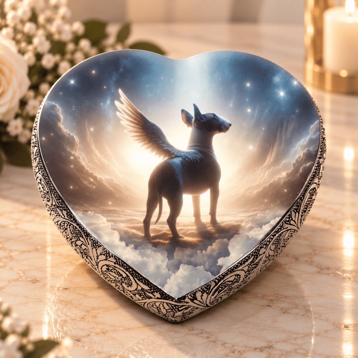 Eternal Elegance Dog Urns Bull Terrier Urn - Dog Urn - Starry Soiree Urn for Dog Ashes