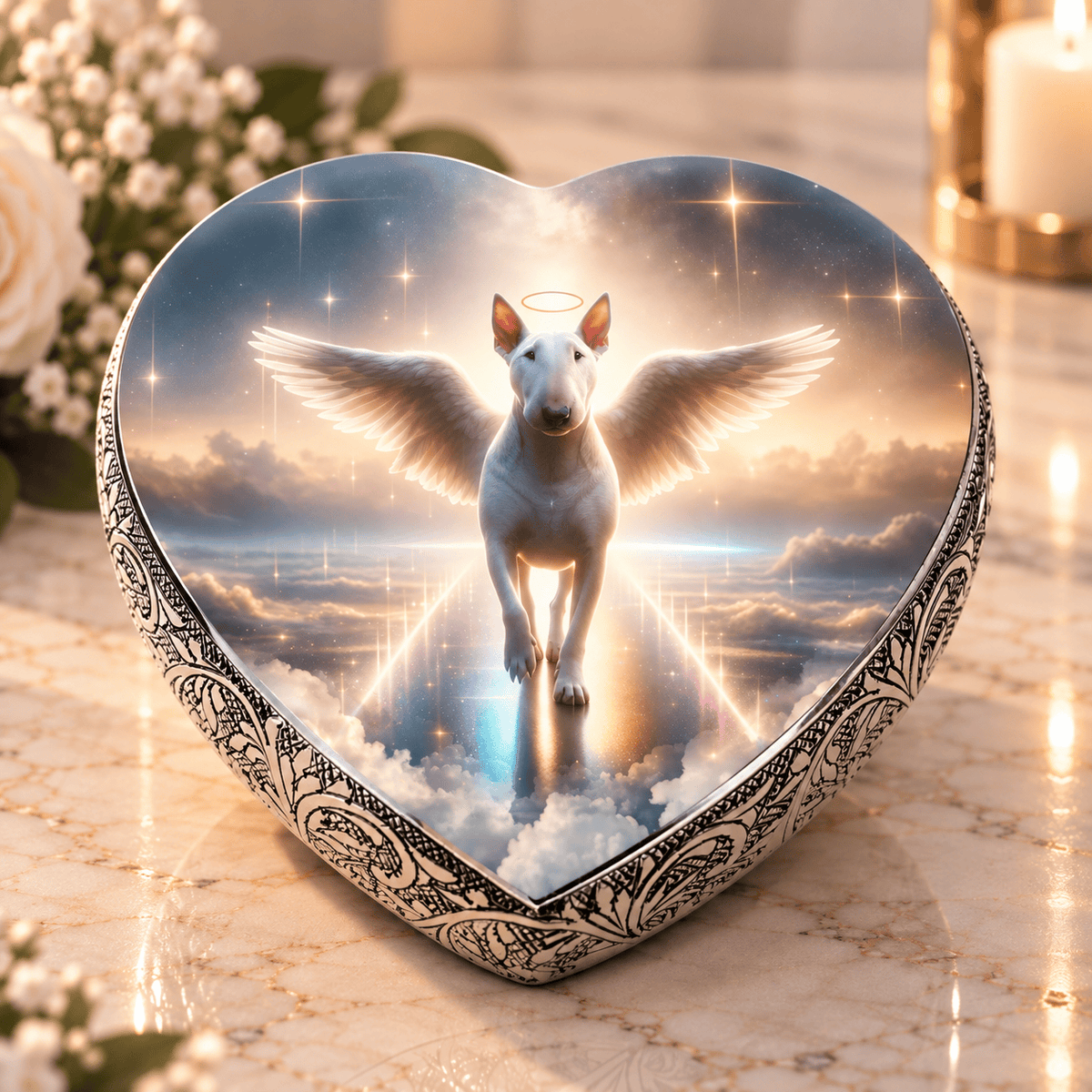 Eternal Elegance Dog Urns Bull Terrier Urn for Dog Ashes - Rainbow Bridge Dog Urn