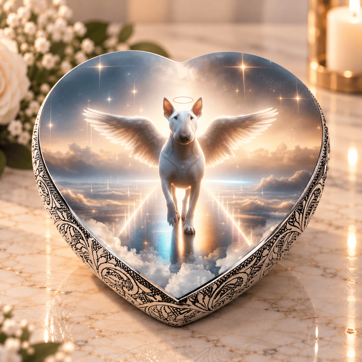 Eternal Elegance Dog Urns Bull Terrier Urn for Dog Ashes - Rainbow Bridge Dog Urn