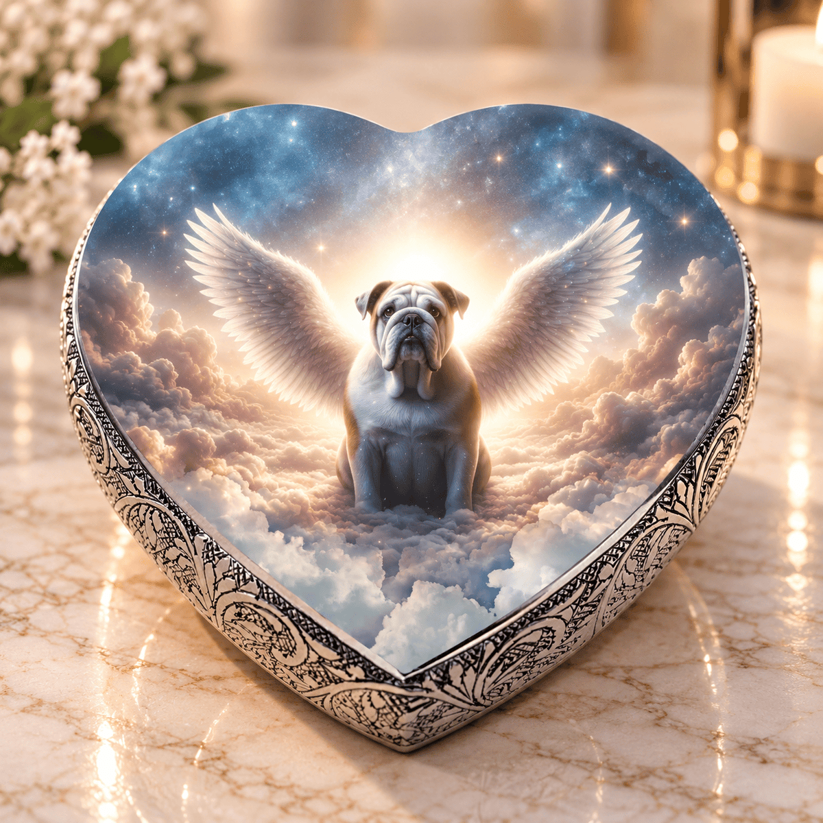 Eternal Elegance Dog Urns Bulldog Urn - Dog Urn - Angelic Atmosphere Urn for Dog Ashes
