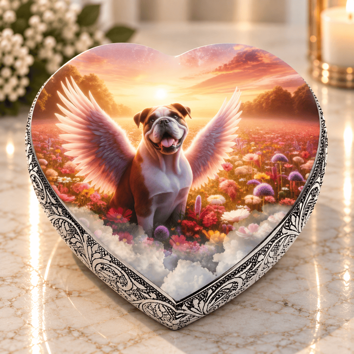 Eternal Elegance Dog Urns Bulldog Urn - Dog Urn - Angelic Splendor Urn for Dog Ashes