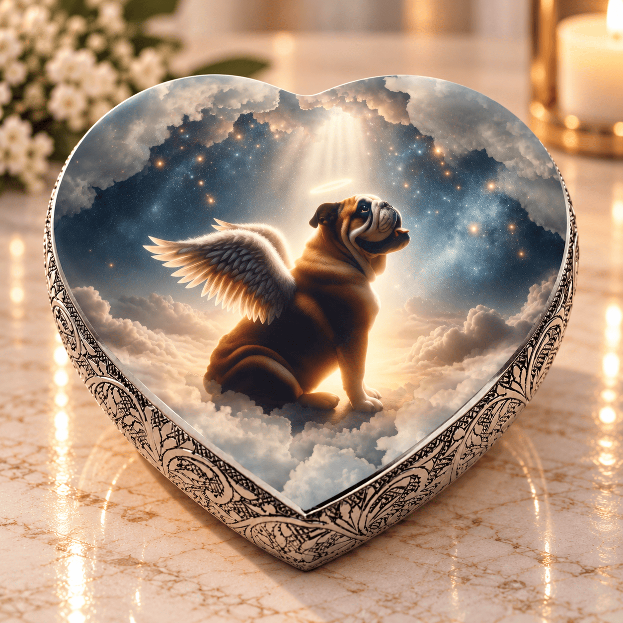 Eternal Elegance Dog Urns Bulldog Urn - Dog Urn - Celestial Cloud Urn for Dog Ashes