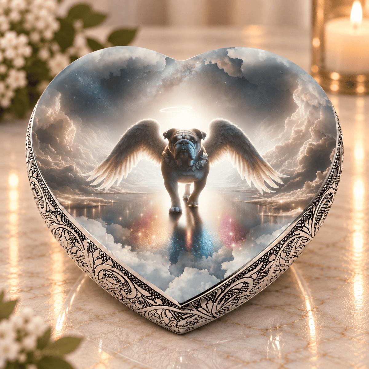 Eternal Elegance Dog Urns Bulldog Urn - Dog Urn - Rainbow Crossing Urn for Dog Ashes