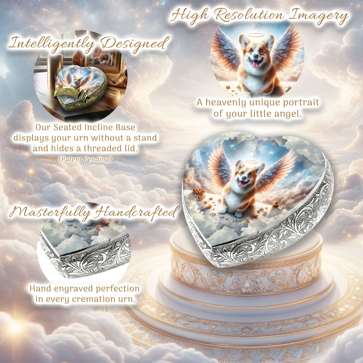Eternal Elegance Dog Urns Corgi - Heavenly Halo Dog Urn