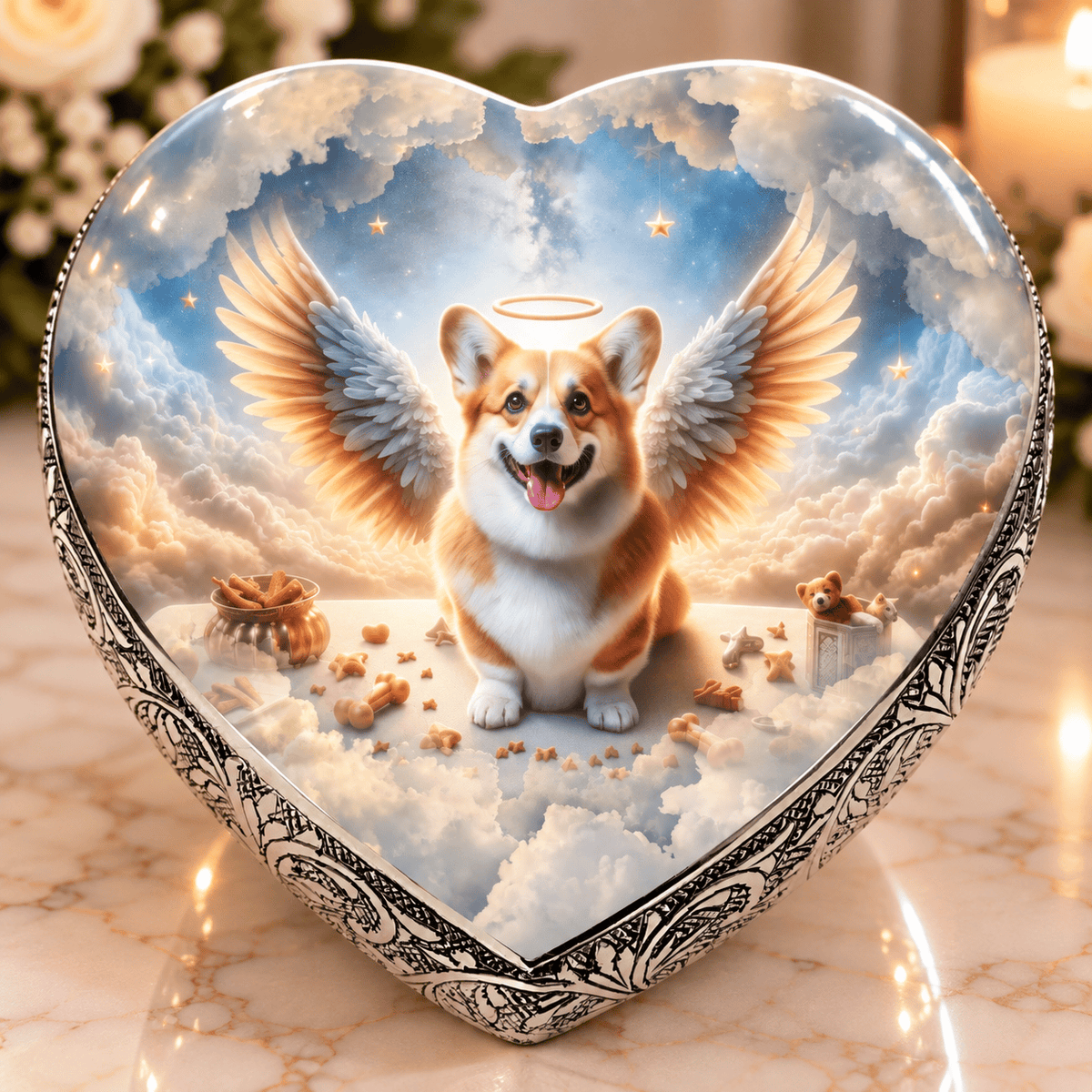 Eternal Elegance Dog Urns Corgi Urn - Dog Urn - Heavenly Halo Urn for Dog Ashes