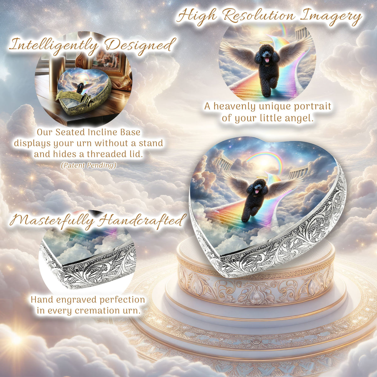 Eternal Elegance Dog Urns Dark Mini Poodle - Rainbow Bridge Dog Urn