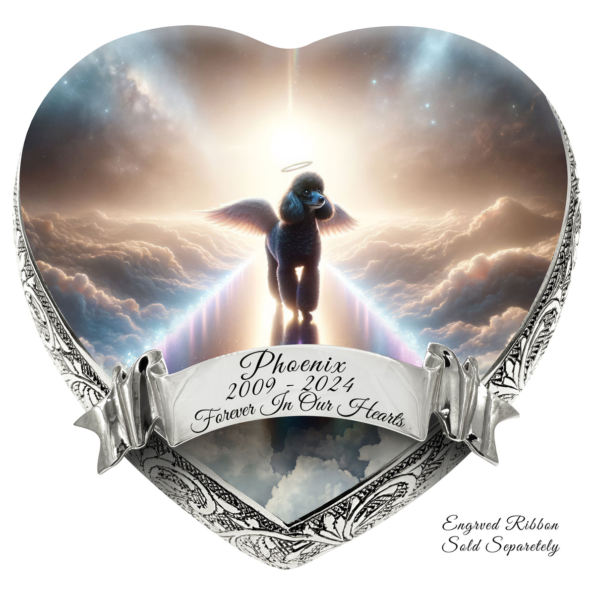 Eternal Elegance Dog Urns Dark Poodle - Rainbow Crossing Dog Urn