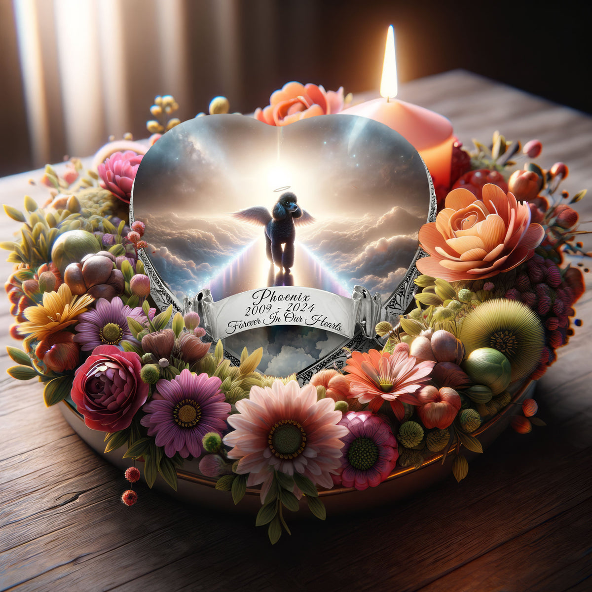 Eternal Elegance Dog Urns Dark Poodle - Rainbow Crossing Dog Urn