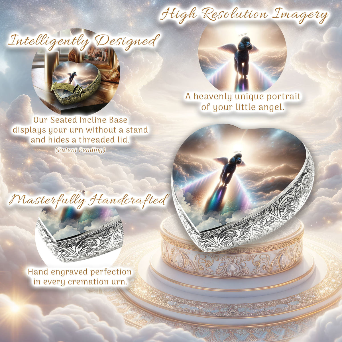 Eternal Elegance Dog Urns Dark Poodle - Rainbow Crossing Dog Urn