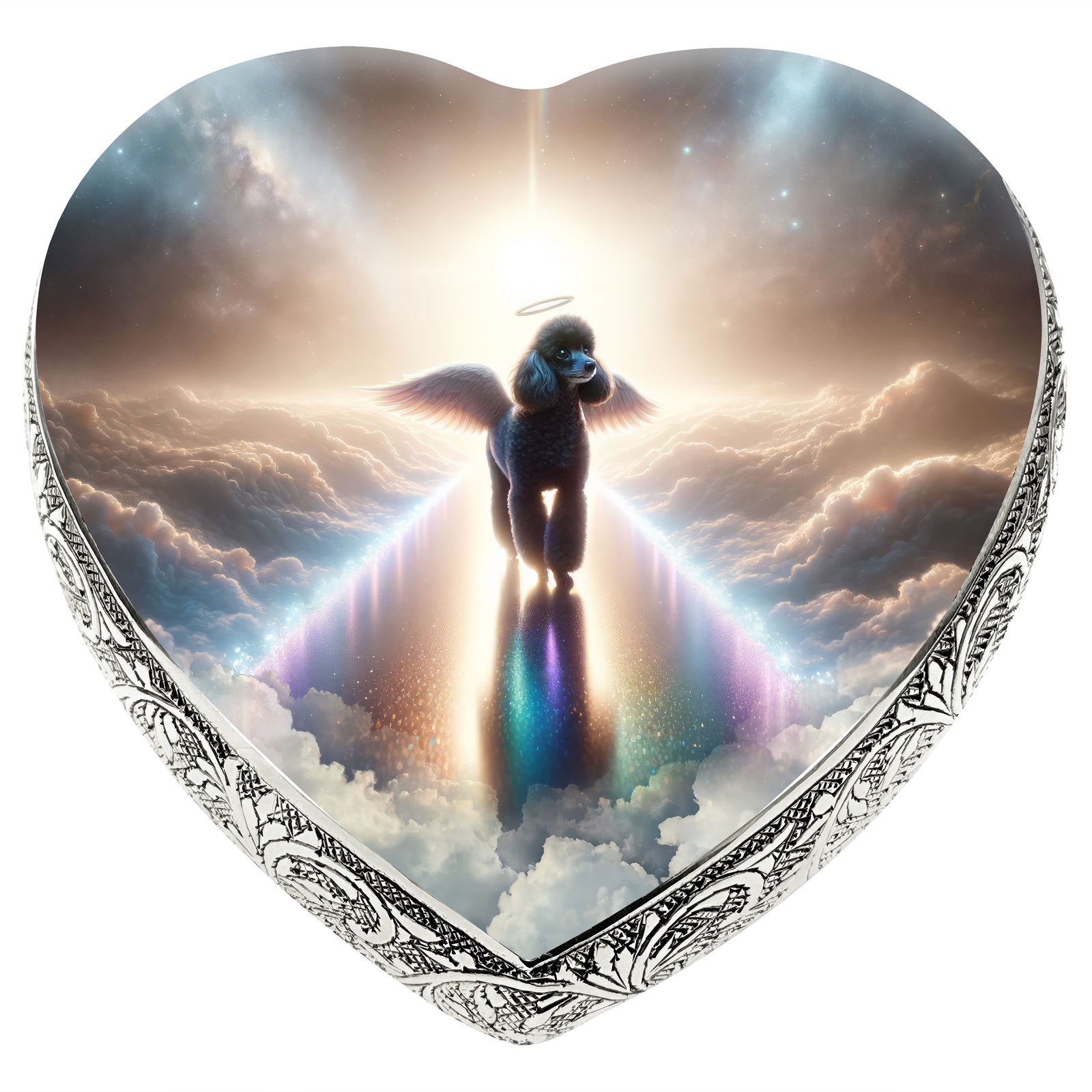 Eternal Elegance Dog Urns Dark Poodle - Rainbow Crossing Dog Urn