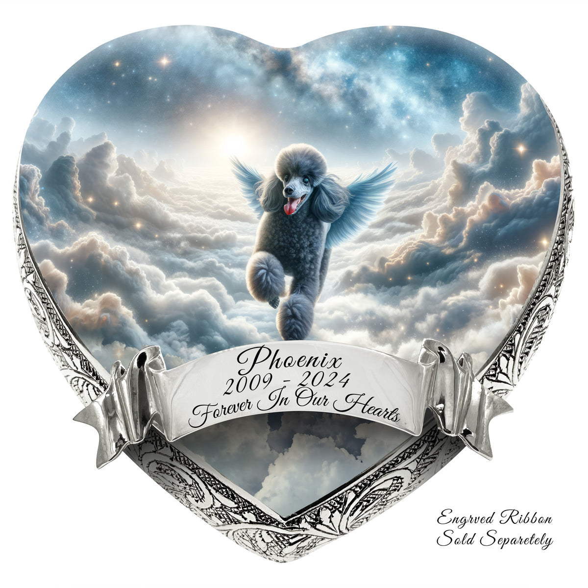 Eternal Elegance Dog Urns Dark Poodle - Seraphic Swirl Dog Urn