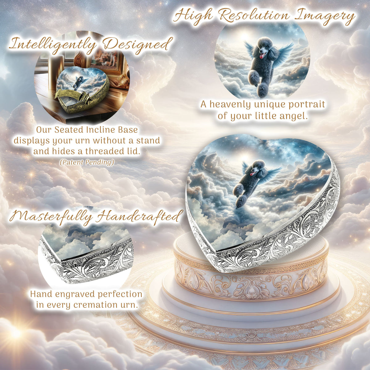 Eternal Elegance Dog Urns Dark Poodle - Seraphic Swirl Dog Urn