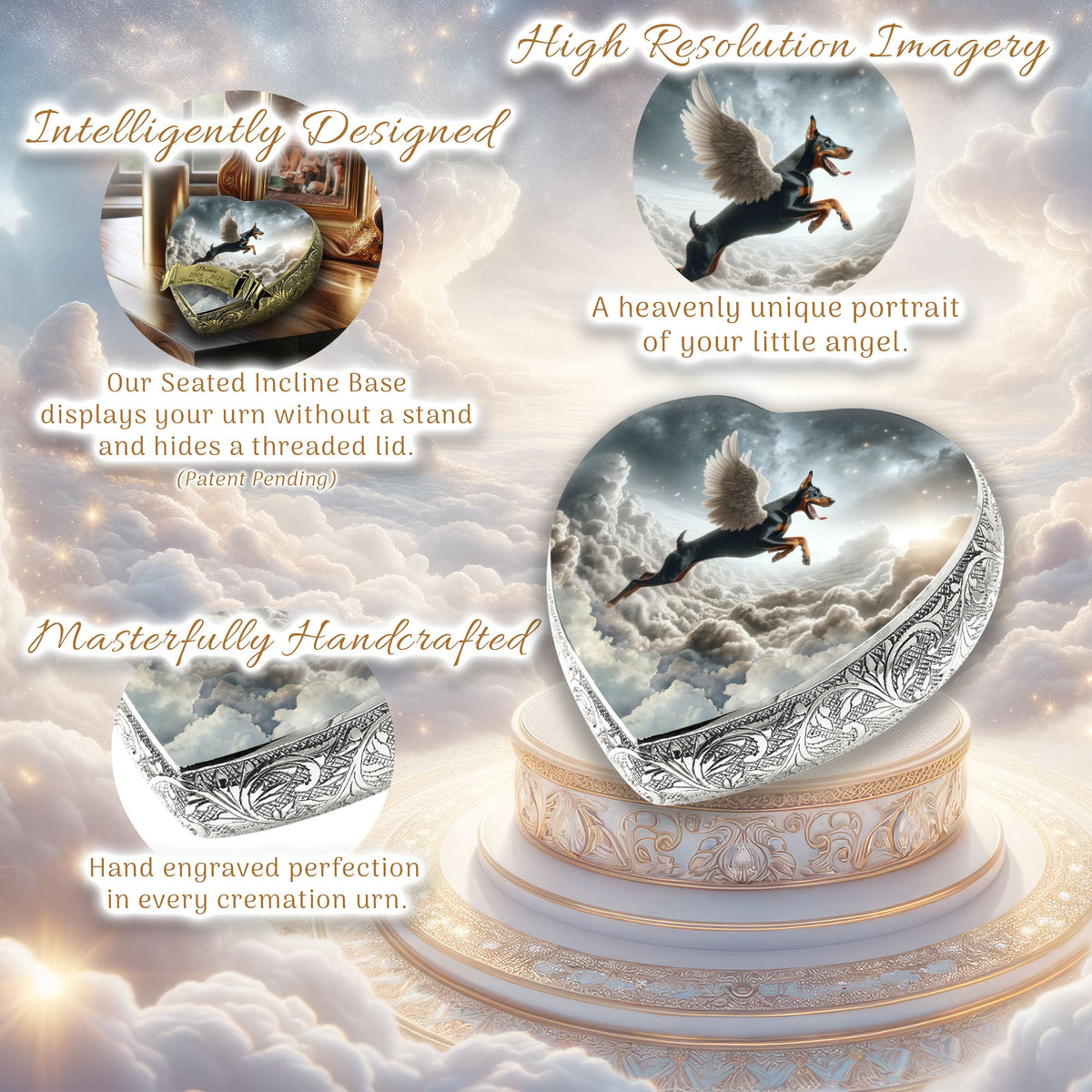 Eternal Elegance Dog Urns Doberman Pinscher - Heavenly Tapestry Dog Urn