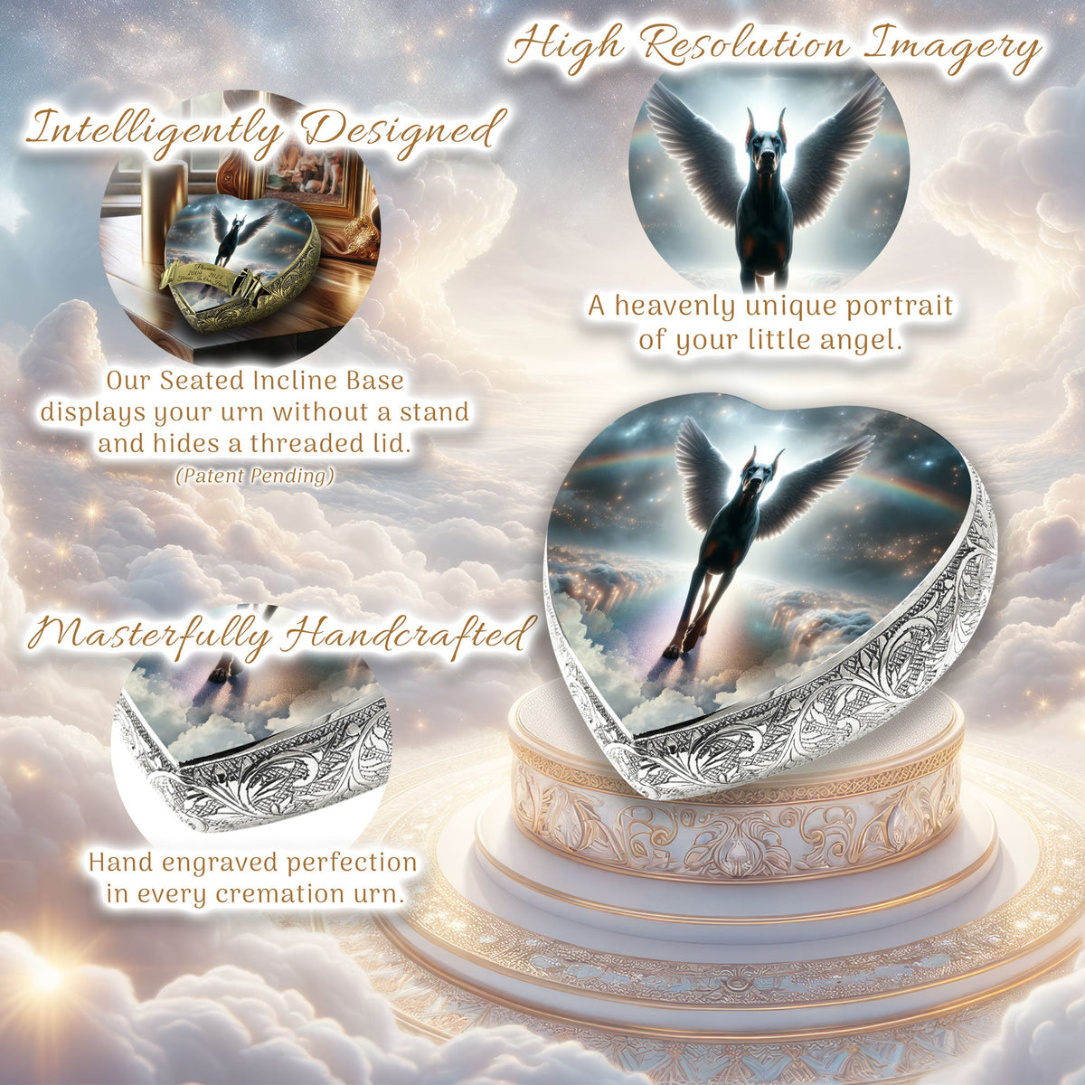 Eternal Elegance Dog Urns Doberman Pinscher - Rainbow Bridge Dog Urn