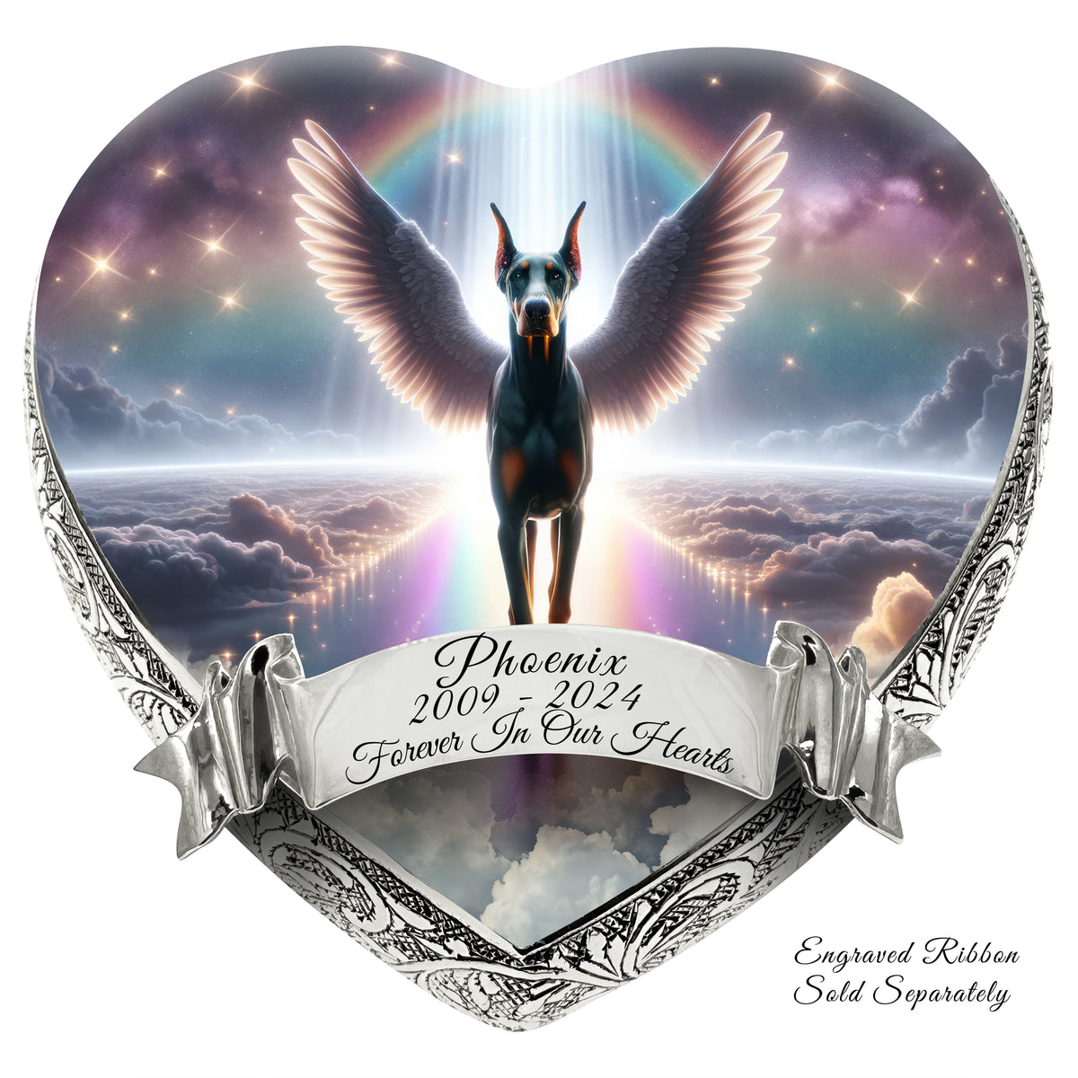 Eternal Elegance Dog Urns Doberman Pinscher - Rainbow Crossing Dog Urn