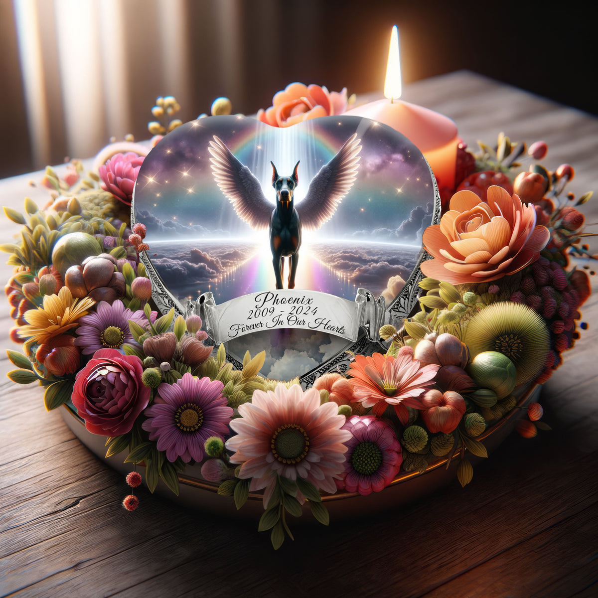 Eternal Elegance Dog Urns Doberman Pinscher - Rainbow Crossing Dog Urn