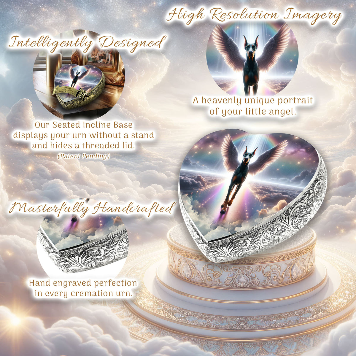 Eternal Elegance Dog Urns Doberman Pinscher - Rainbow Crossing Dog Urn