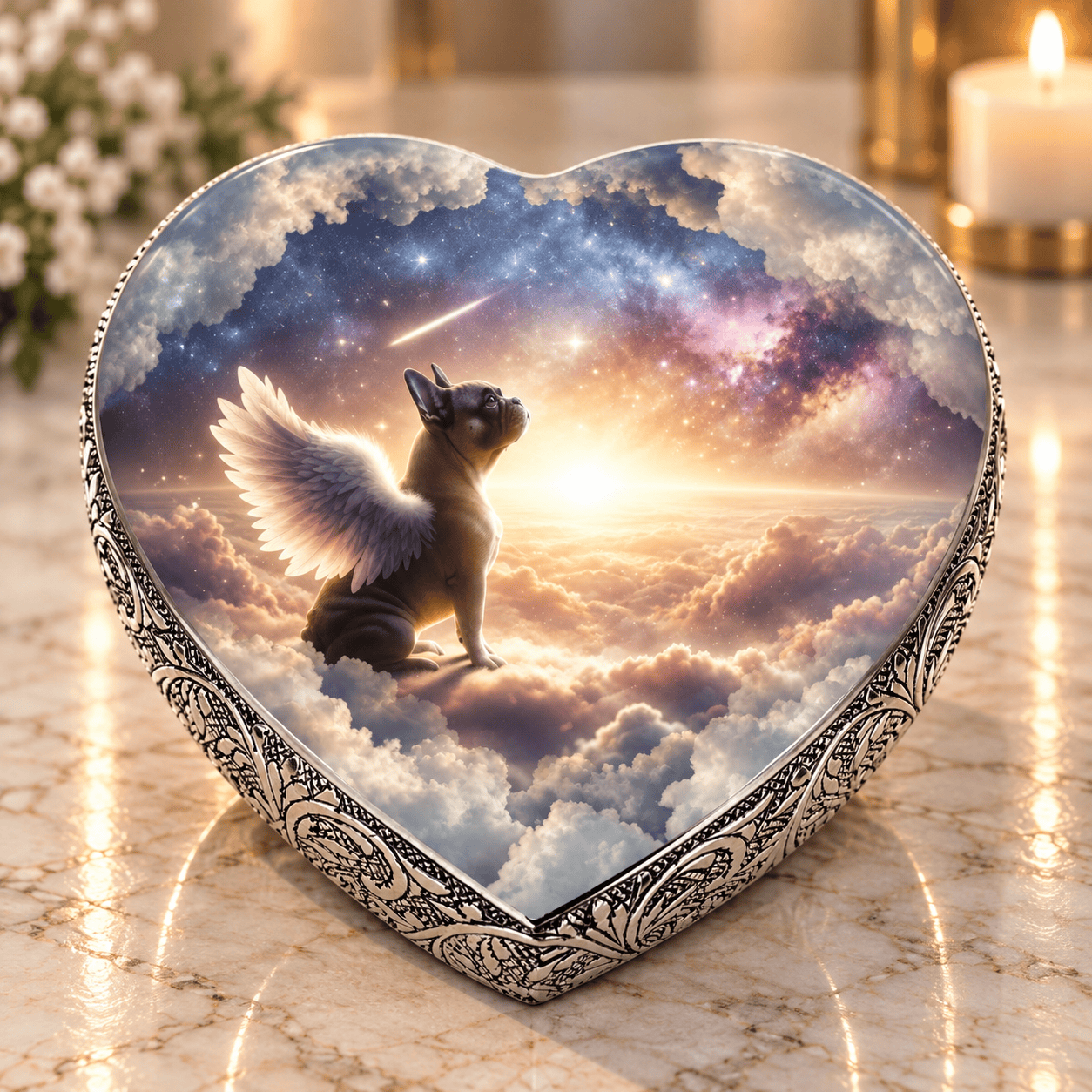 Eternal Elegance Dog Urns French Bulldog Urn - Dog Urn Cosmic Dawn Urn for Dog Ashes
