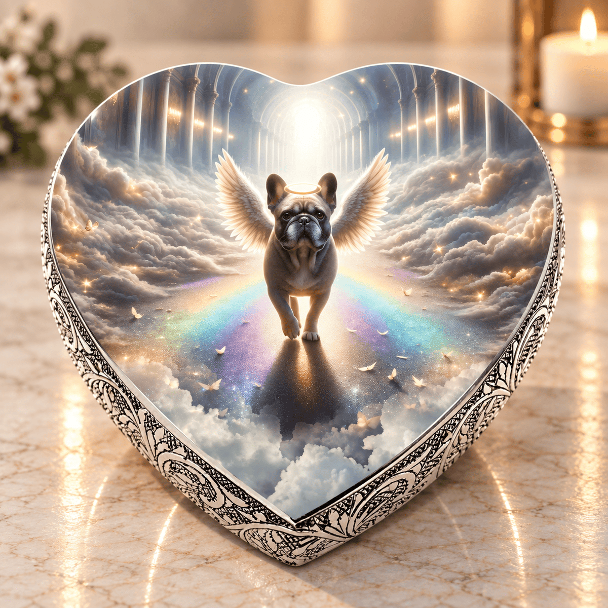 Eternal Elegance Dog Urns French Bulldog Urn - Dog Urn - Rainbow Arc Urn for Dog Ashes