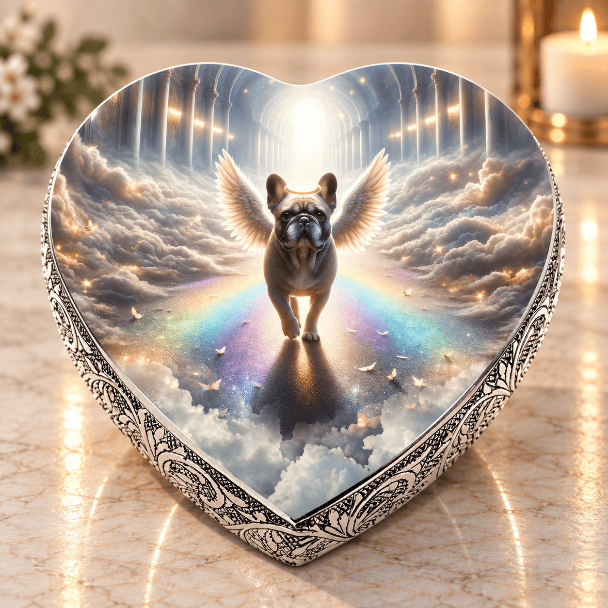 Eternal Elegance Dog Urns French Bulldog Urn - Dog Urn - Rainbow Arc Urn for Dog Ashes