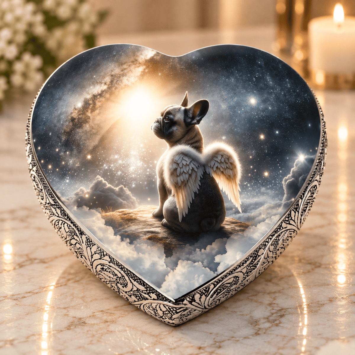 Eternal Elegance Dog Urns French Bulldog Urn - Dog Urn Solar Sparkle Urn for Dog Ashes