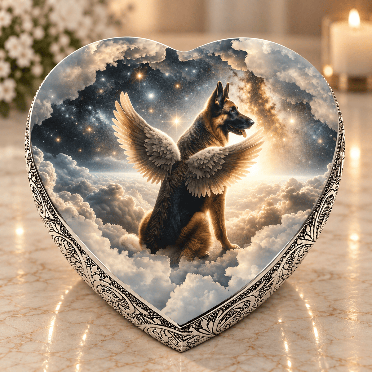 Eternal Elegance Dog Urns German Shepherd Urn - Dog Urn - Interstellar Glimmer Urn for Dog Ashes