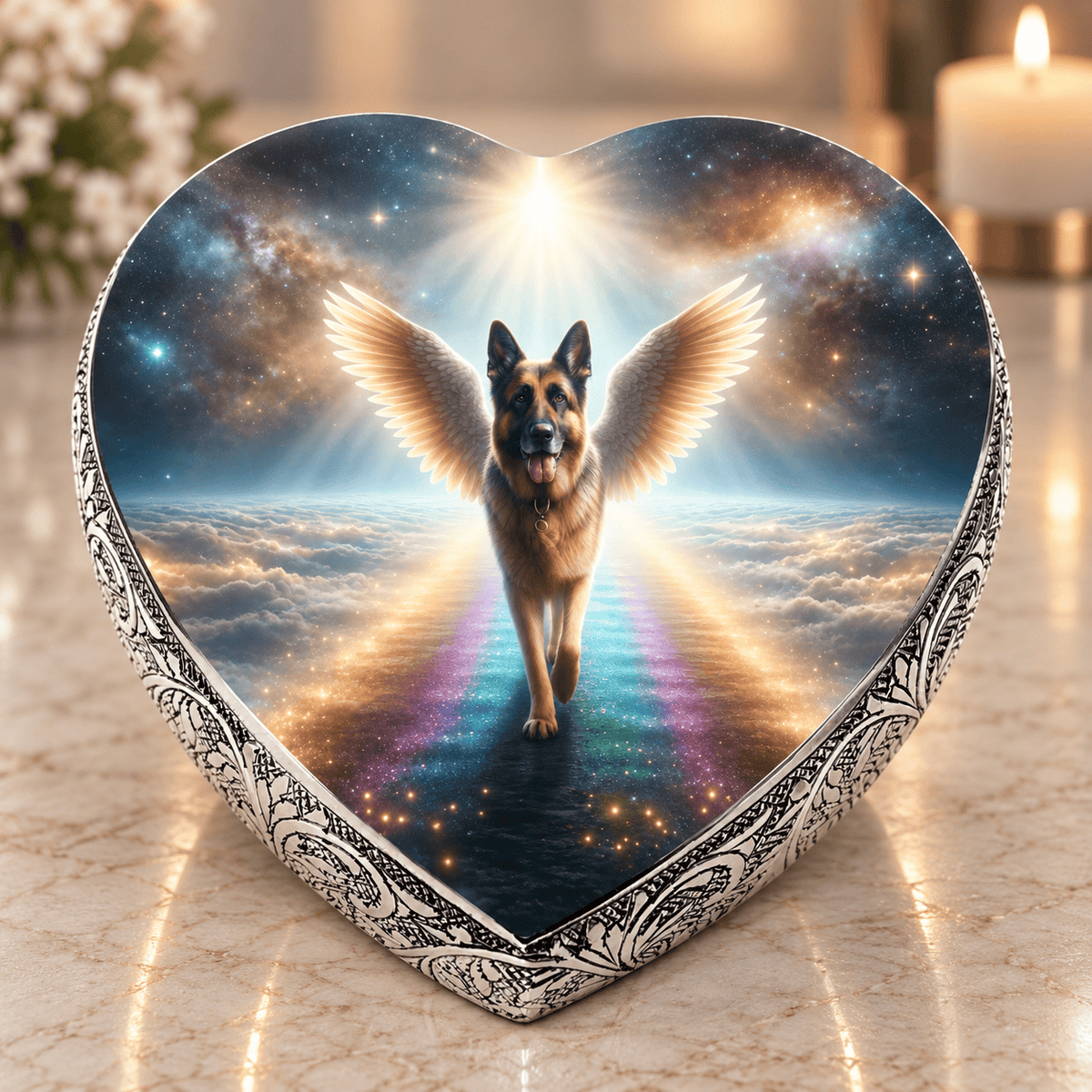 Eternal Elegance Dog Urns German Shepherd Urn - Dog Urn - Rainbow Crossing Urn for Dog Ashes