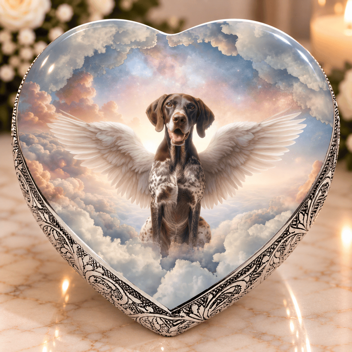 Eternal Elegance Dog Urns German Shorthaired Pointer Urn - Dog Urn - Angel's Embrace Urn for Dog Ashes