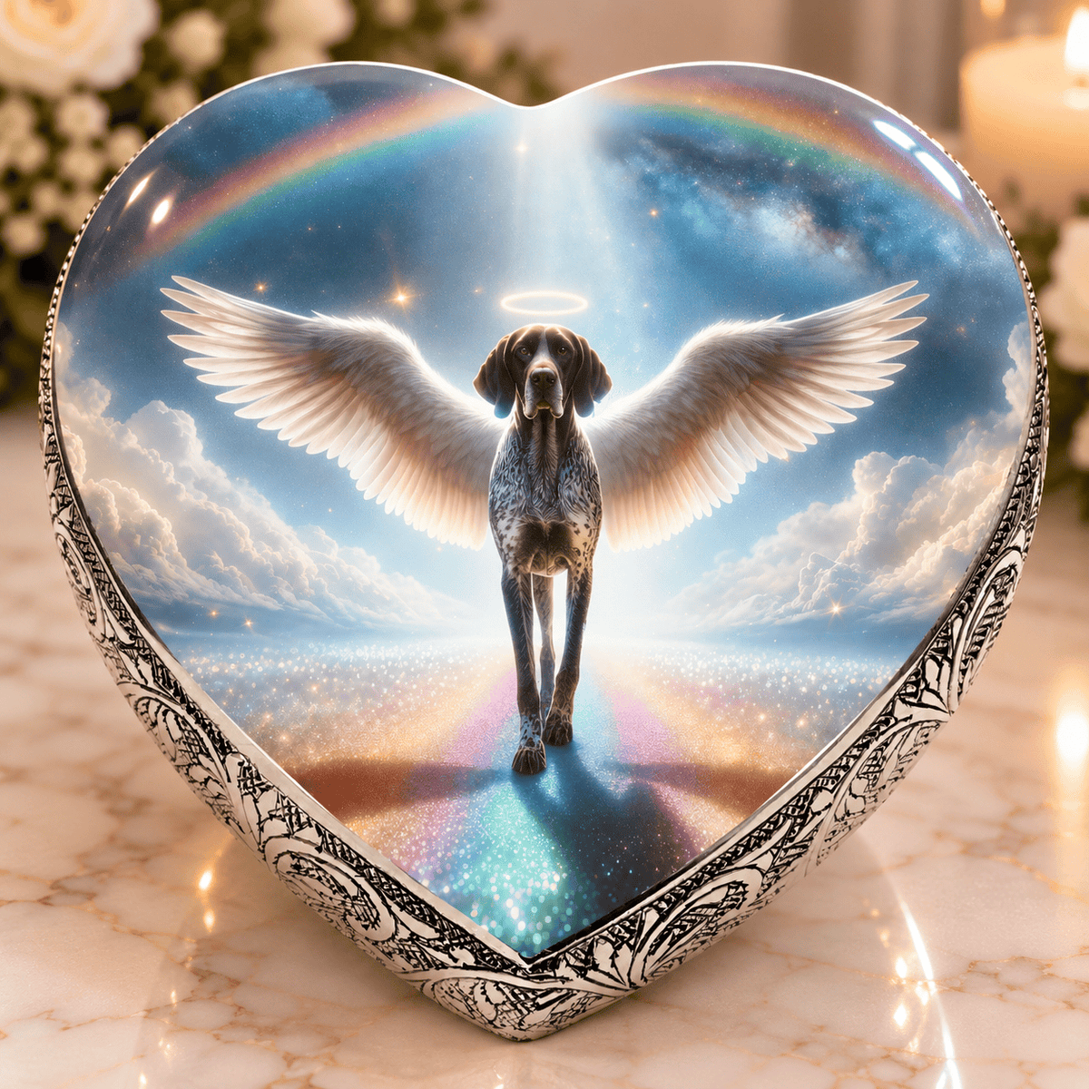 Eternal Elegance Dog Urns German Shorthaired Pointer Urn - Dog Urn - Rainbow Crossing Urn for Dog Ashes