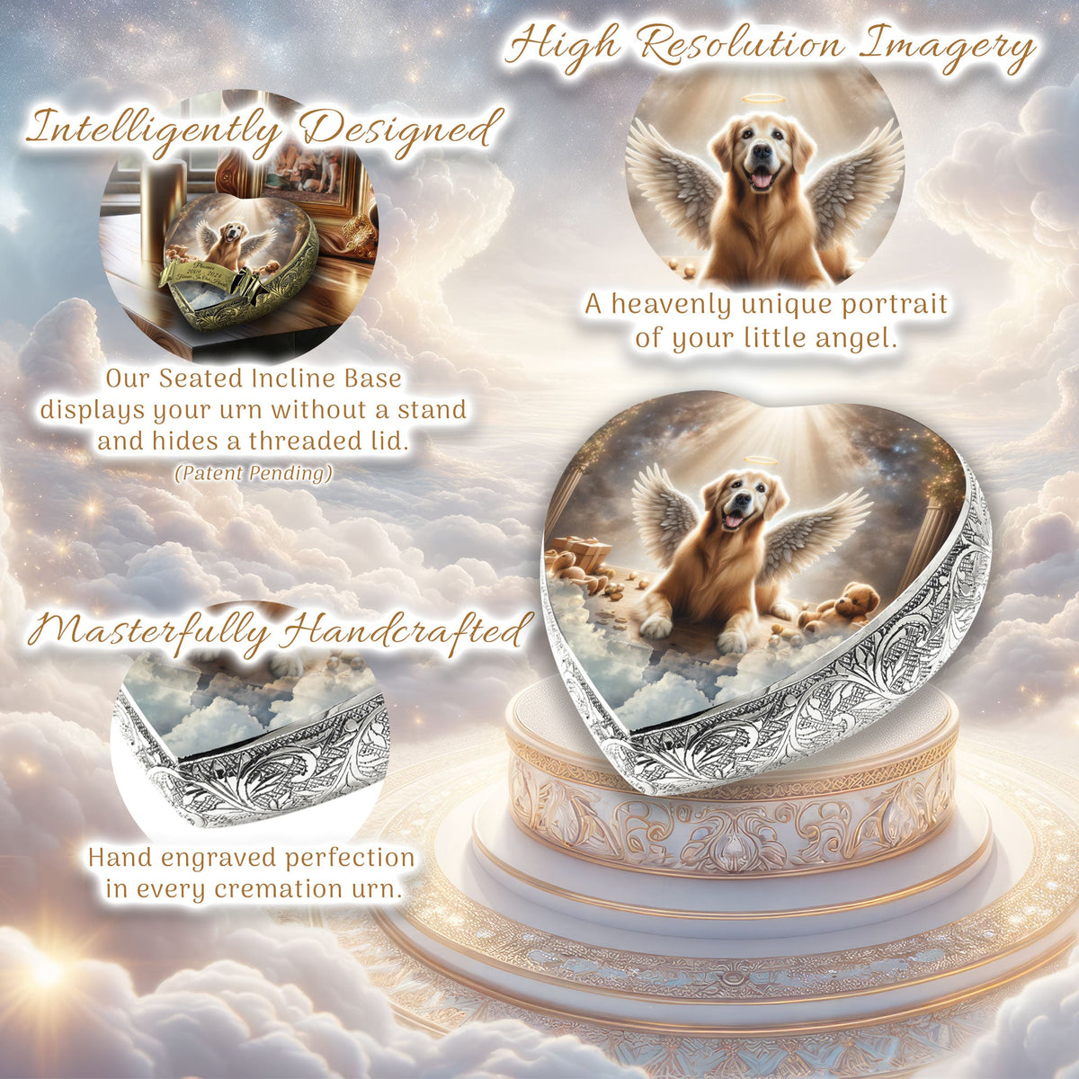 Eternal Elegance Dog Urns Golden Retriever - Empyrean Elegance Dog Urn