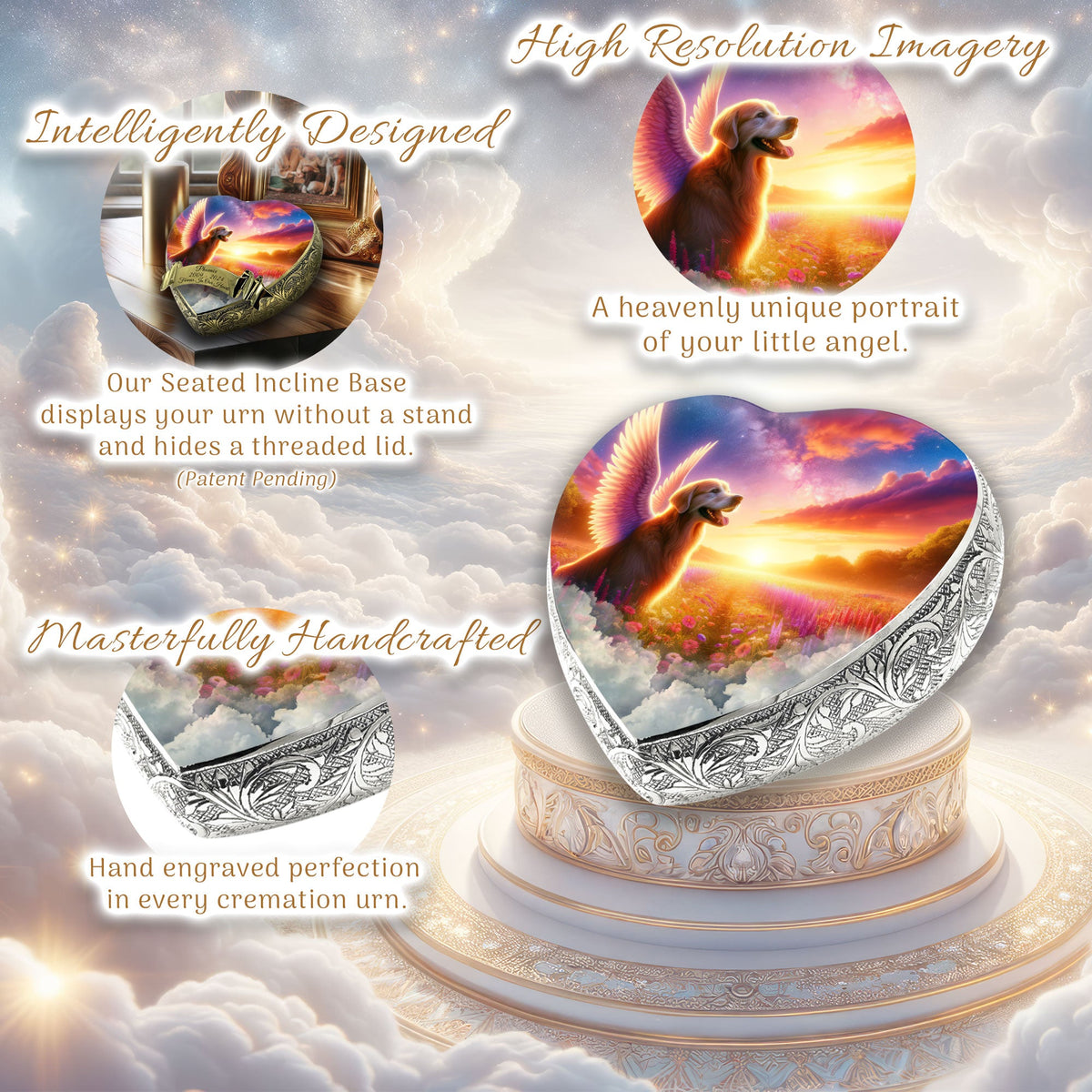 Eternal Elegance Dog Urns Golden Retriever - Seraphim Shine Dog Urn