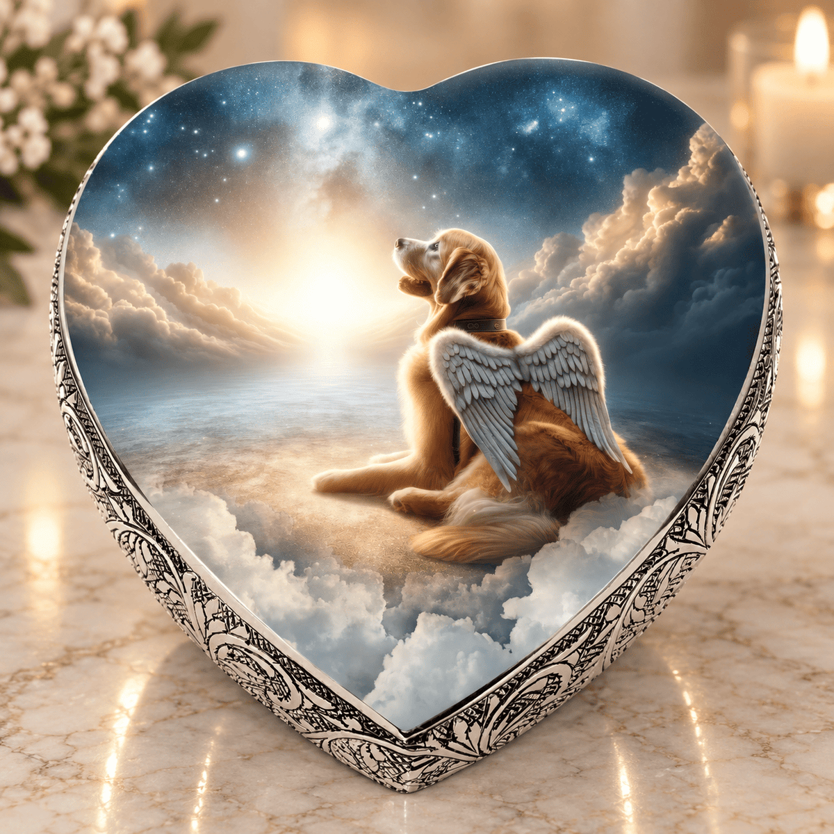 Eternal Elegance Dog Urns Golden Retriever Urn - Dog Urn - Stellar Silk Urn for Dog Ashes