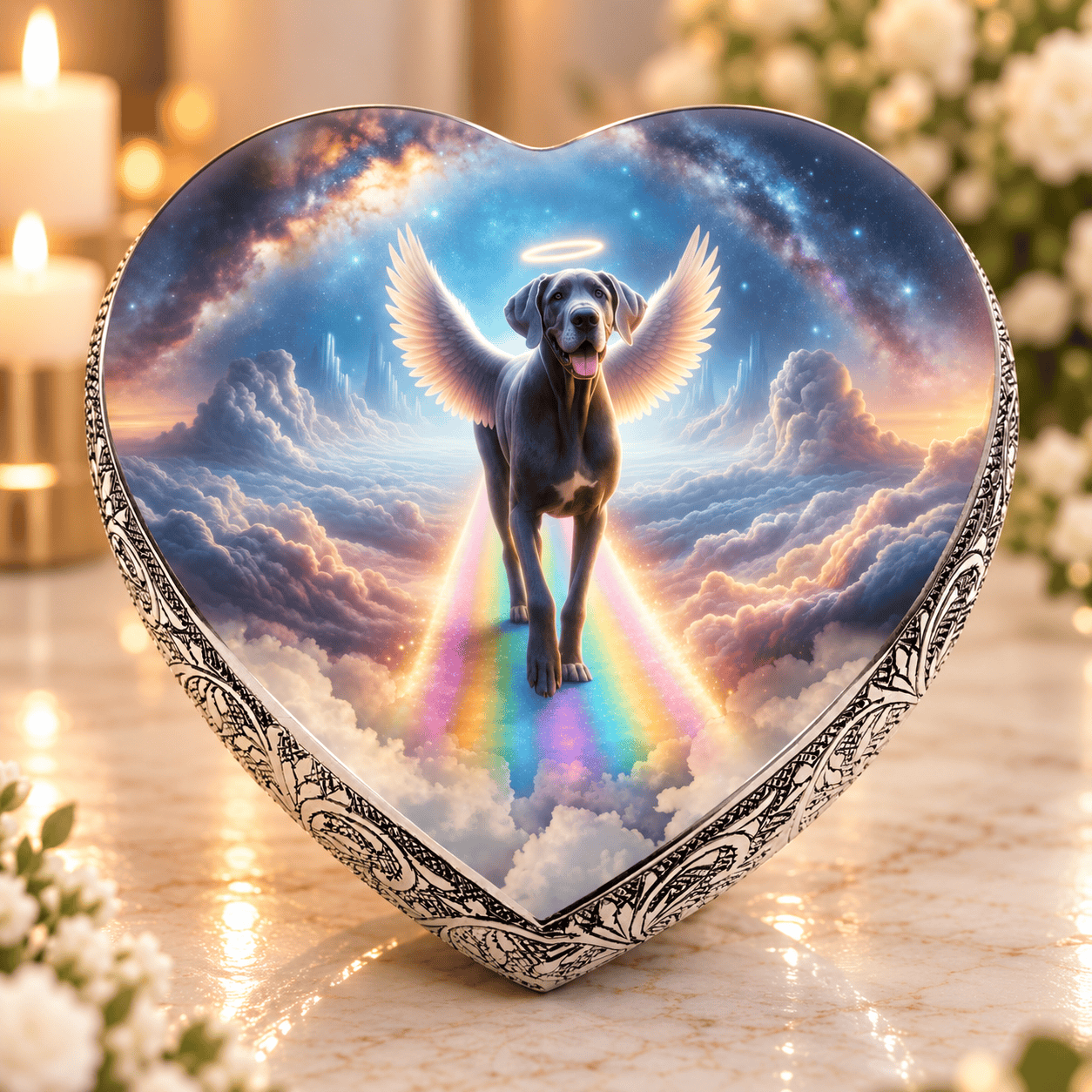 Eternal Elegance Dog Urns Great Dane Urn - Dog Urn - Rainbow Crossing Urn for Dog Ashes