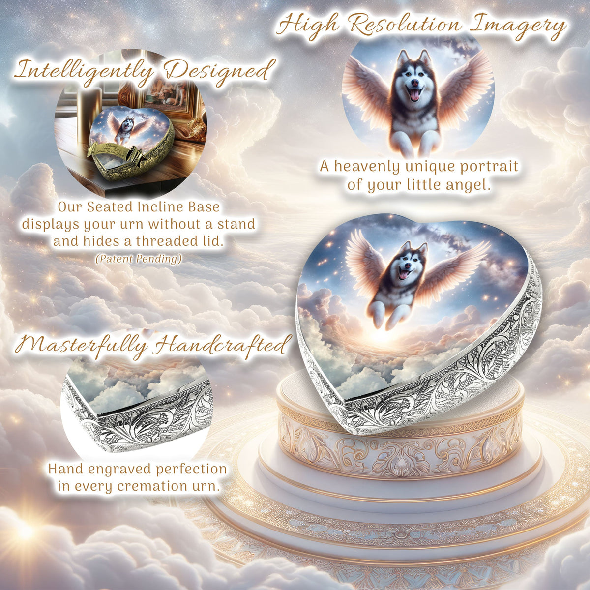 Eternal Elegance Dog Urns Husky - Angelic Splendor Dog Urn