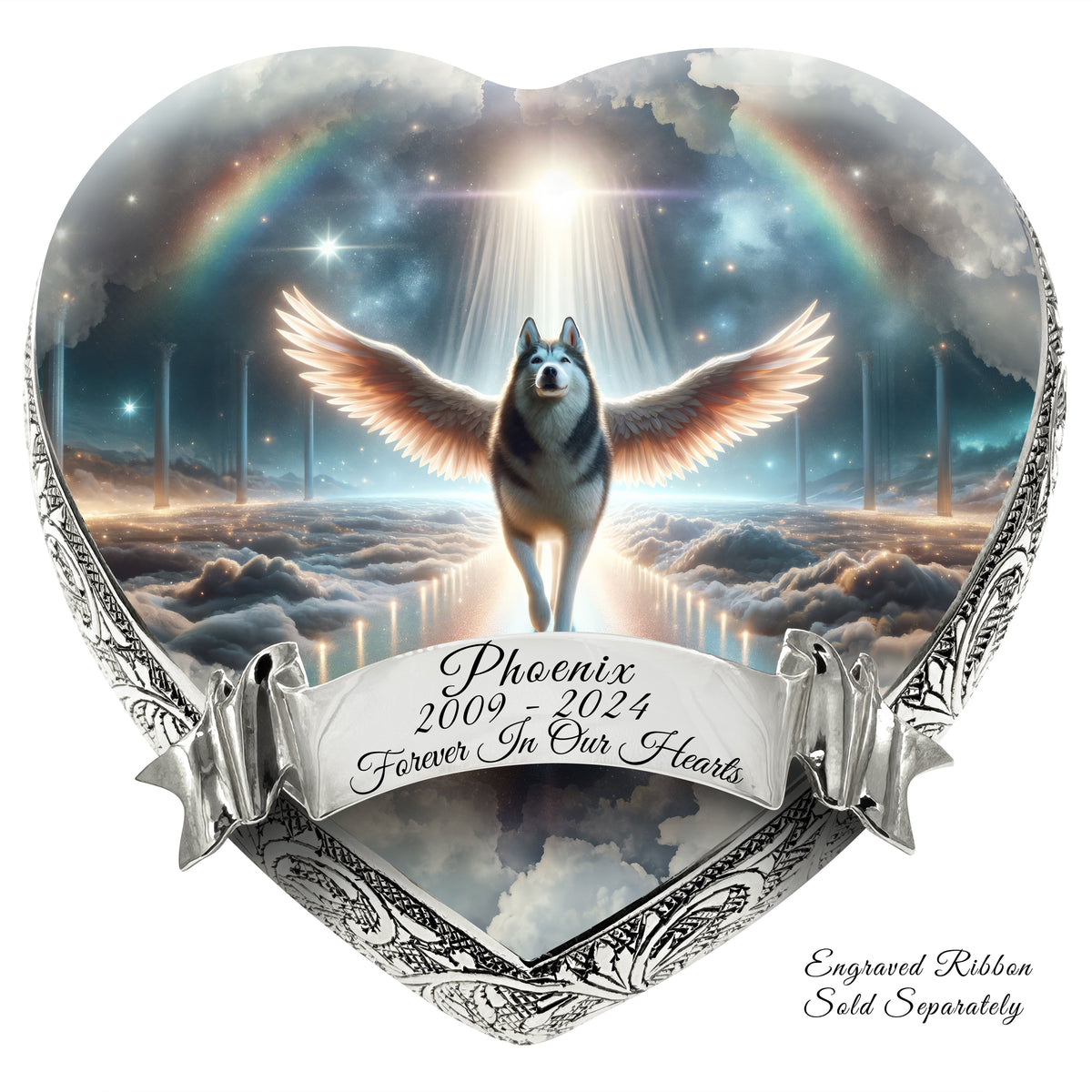 Eternal Elegance Dog Urns Husky - Rainbow Crossing Dog Urn