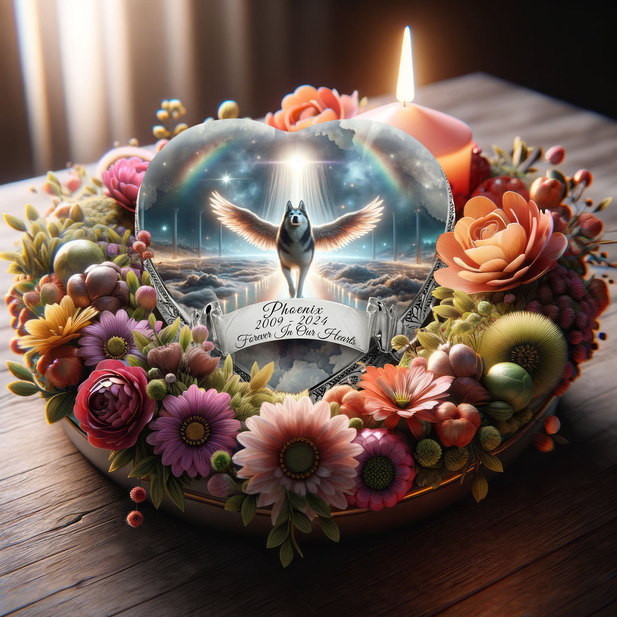 Eternal Elegance Dog Urns Husky - Rainbow Crossing Dog Urn