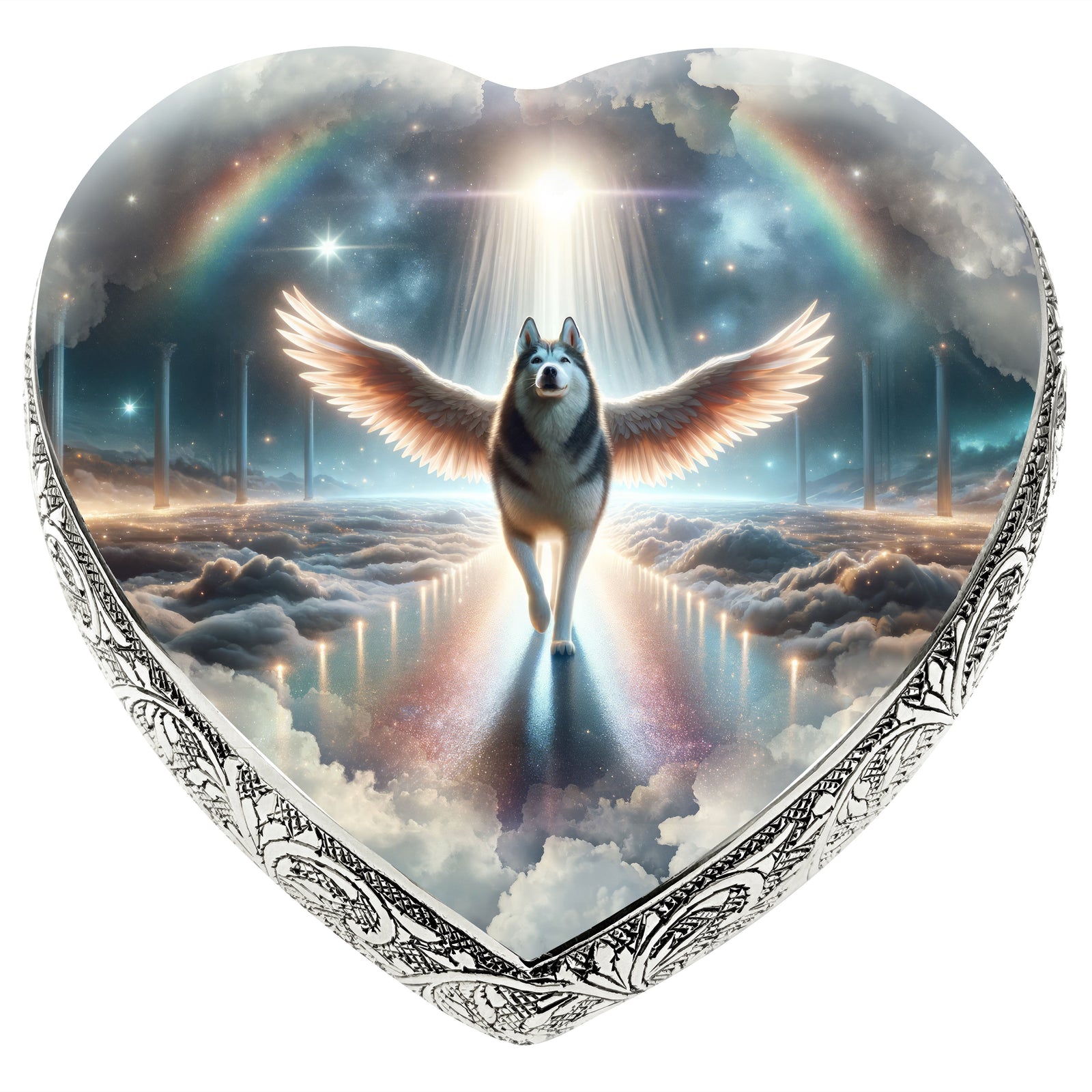 Eternal Elegance Dog Urns Husky - Rainbow Crossing Dog Urn
