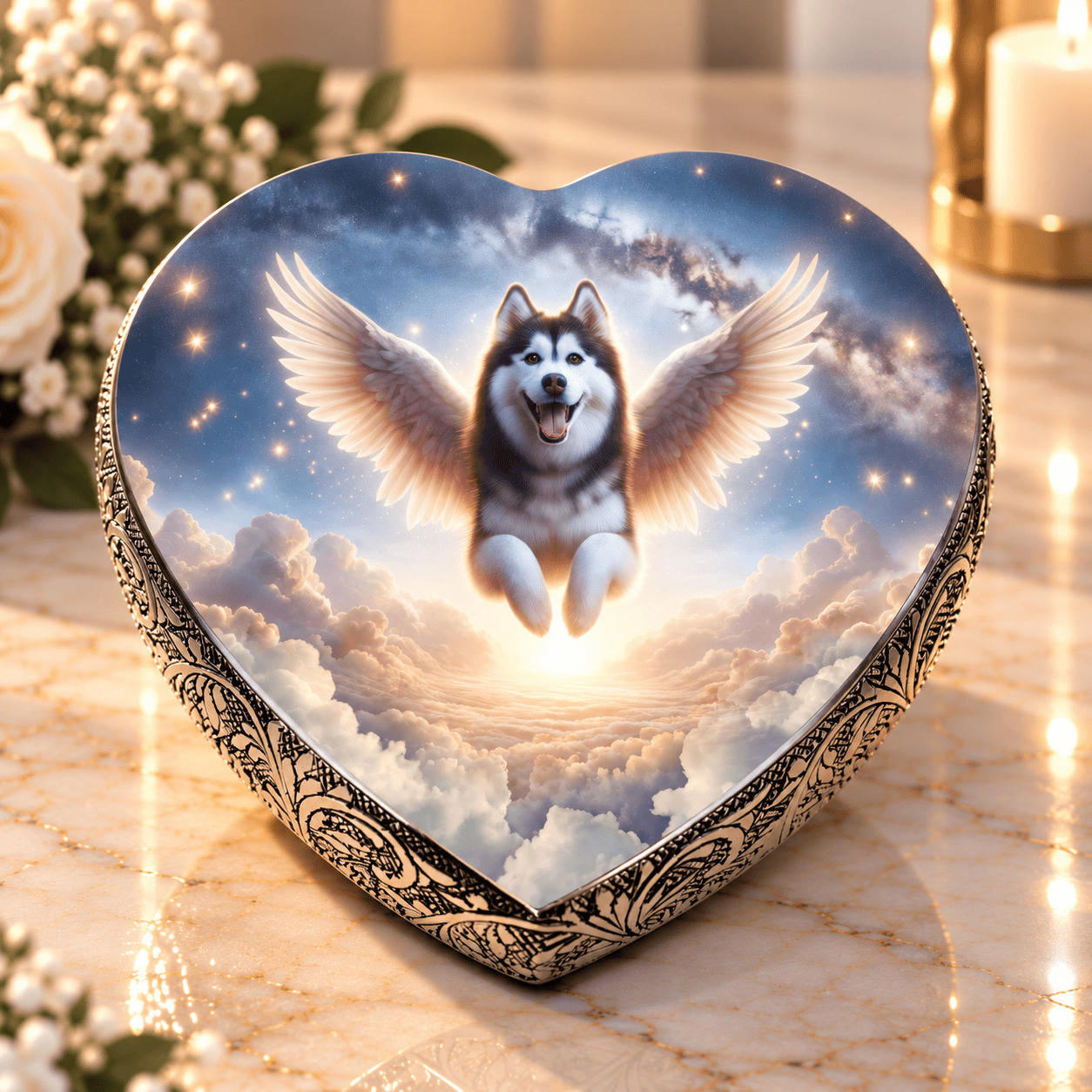 Eternal Elegance Dog Urns Husky Urn - Dog Urn - Angelic Splendor Urn for Dog Ashes