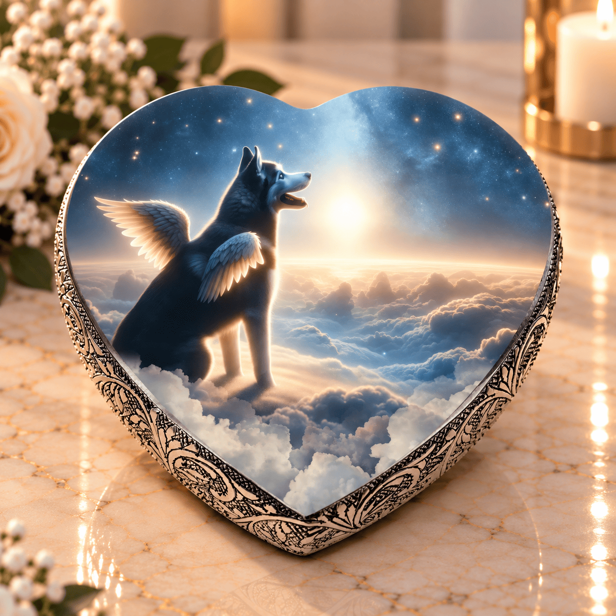 Eternal Elegance Dog Urns Husky Urn - Dog Urn - Celestial Canvas Urn for Dog Ashes