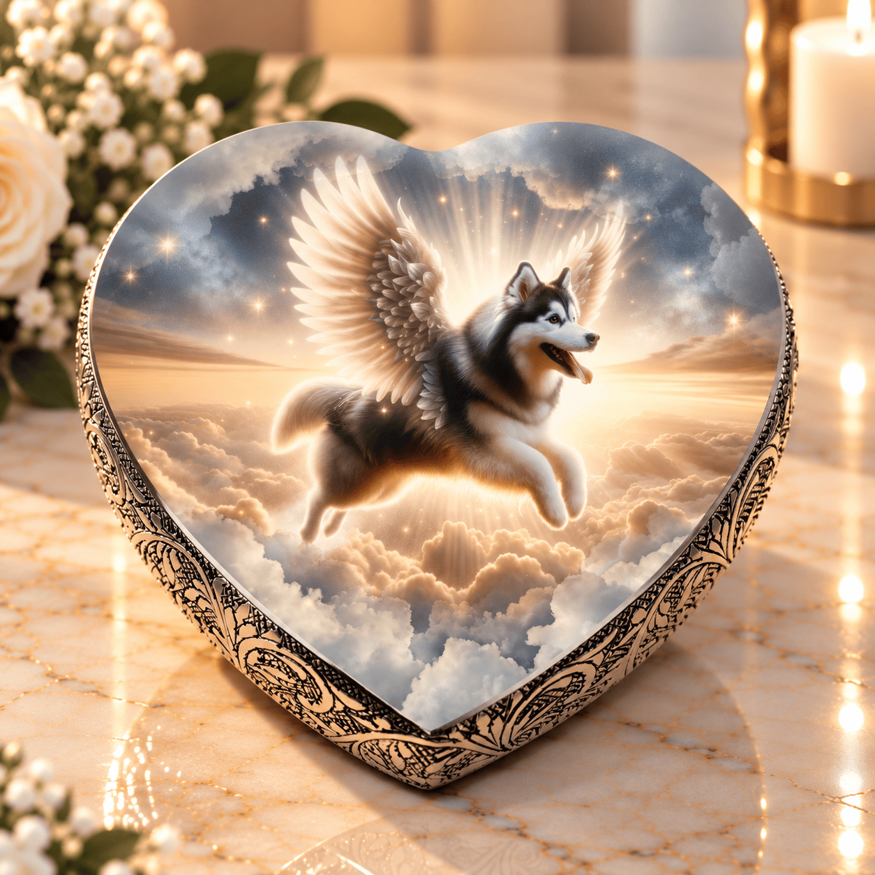 Eternal Elegance Dog Urns Husky Urn - Dog Urn - Divine Skyscape Urn for Dog Ashes
